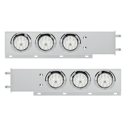 3-3/4" Bolt Pattern Deluxe SS Spring Loaded Bar W/6X 10 LED 4" Lights & Visors -Red LED/Clear Lens (Pair)