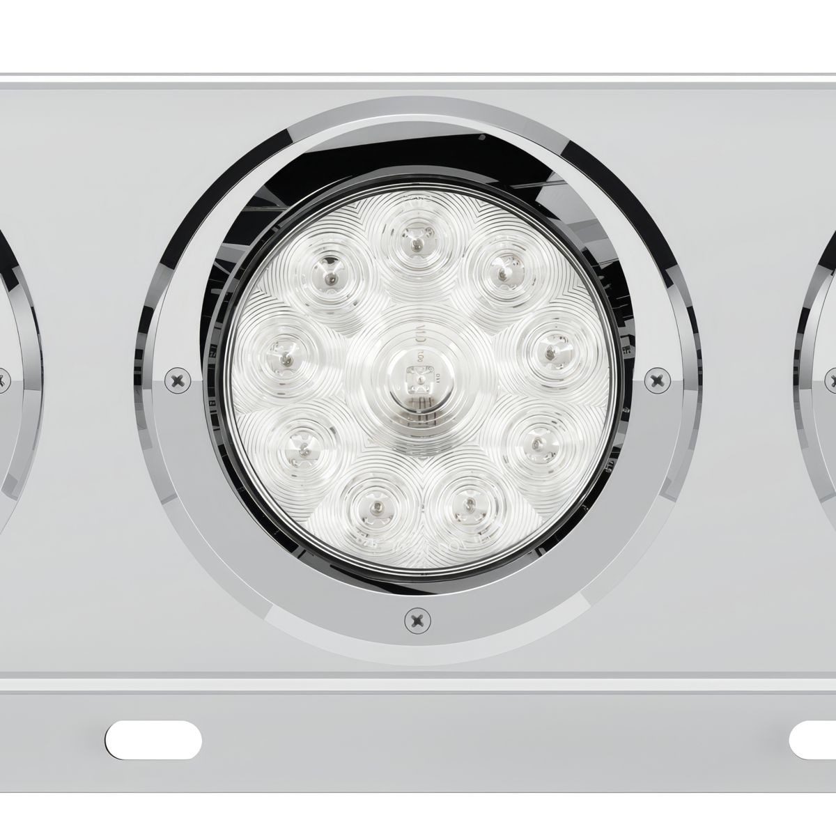 3-3/4" Bolt Pattern Deluxe SS Spring Loaded Bar W/6X 10 LED 4" Lights & Visors -Red LED/Clear Lens (Pair)