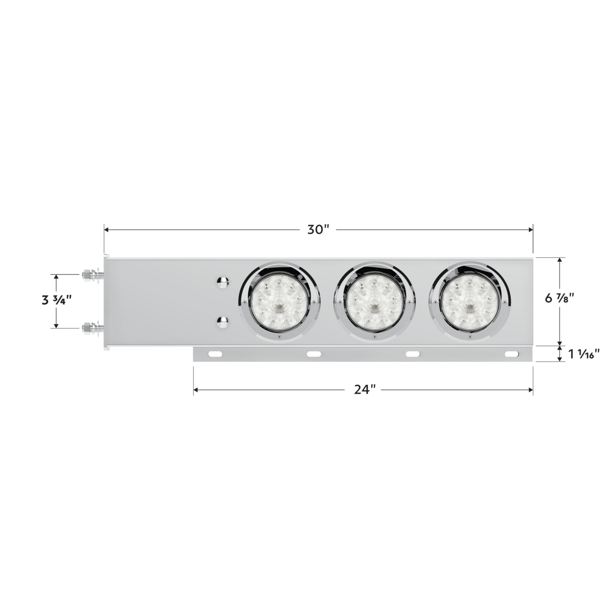 3-3/4" Bolt Pattern Deluxe SS Spring Loaded Bar W/6X 10 LED 4" Lights & Visors -Red LED/Clear Lens (Pair)