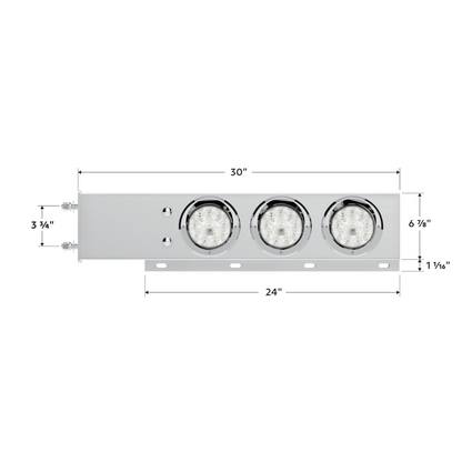 3-3/4" Bolt Pattern Deluxe SS Spring Loaded Bar W/6X 10 LED 4" Lights & Visors -Red LED/Clear Lens (Pair)