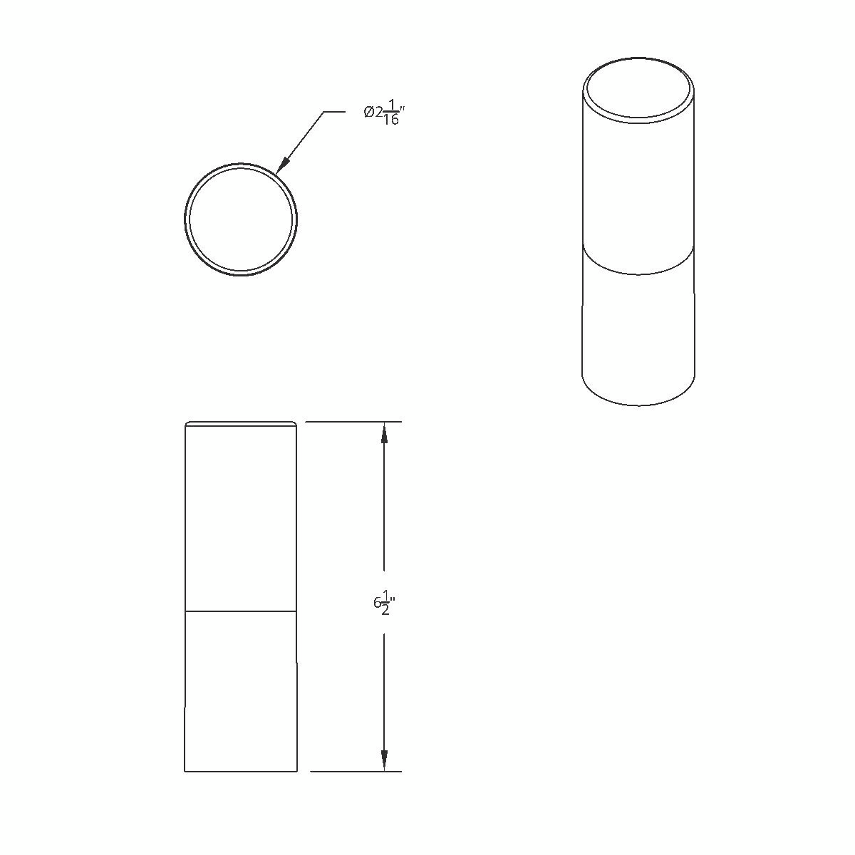 33mm X 6-1/2" Chrome Plastic Tall Cylinder Nut Cover - Thread-On (Bulk)