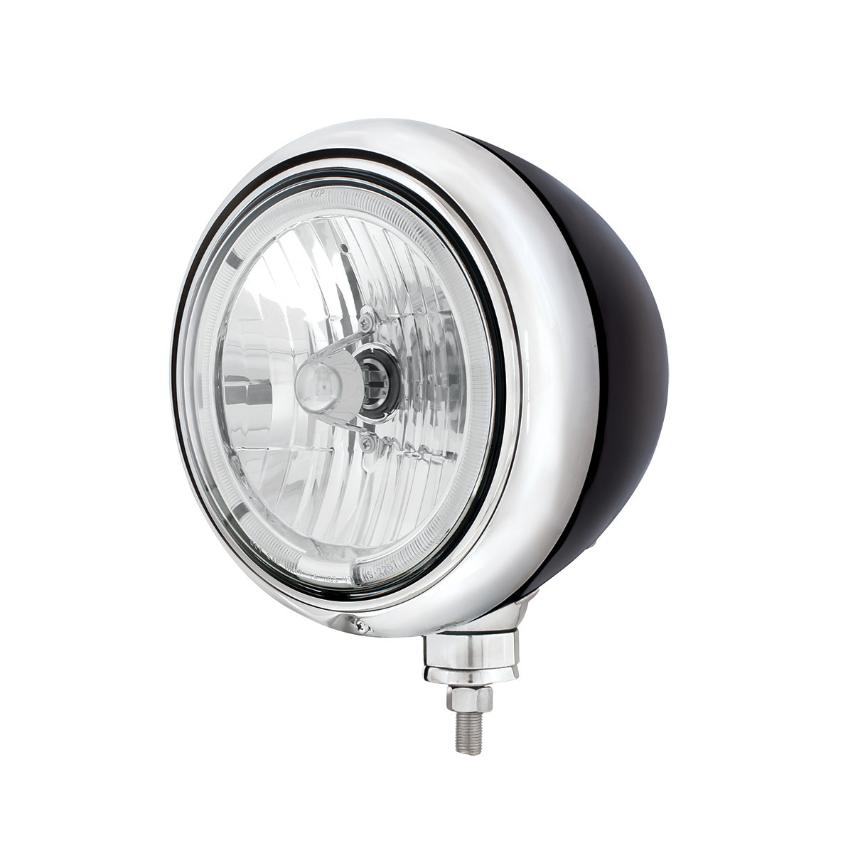 Black Guide Headlight 9007 Bulb With White LED Halo Rim