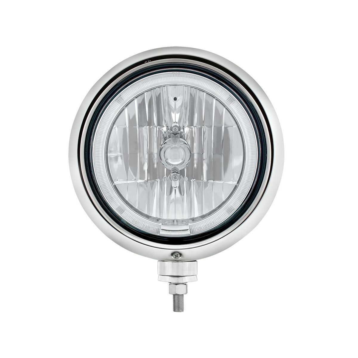 Black Guide Headlight 9007 Bulb With White LED Halo Rim