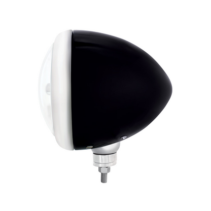 Black Guide Headlight 9007 Bulb With White LED Halo Rim