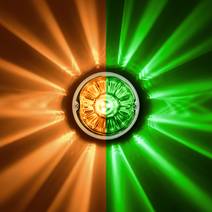 360-Degree Double Fury LED Bulb Glass Watermelon Flush Mount Kit-Amber & Green LED