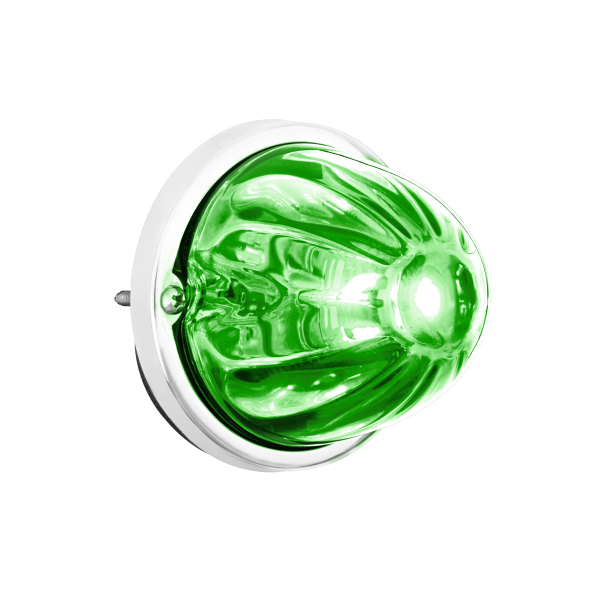 360-Degree Double Fury LED Bulb Glass Watermelon Flush Mount Kit-Amber & Green LED