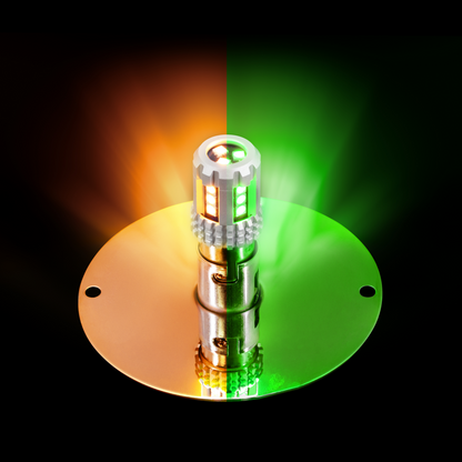 360-Degree Double Fury LED Bulb Glass Watermelon Flush Mount Kit-Amber & Green LED