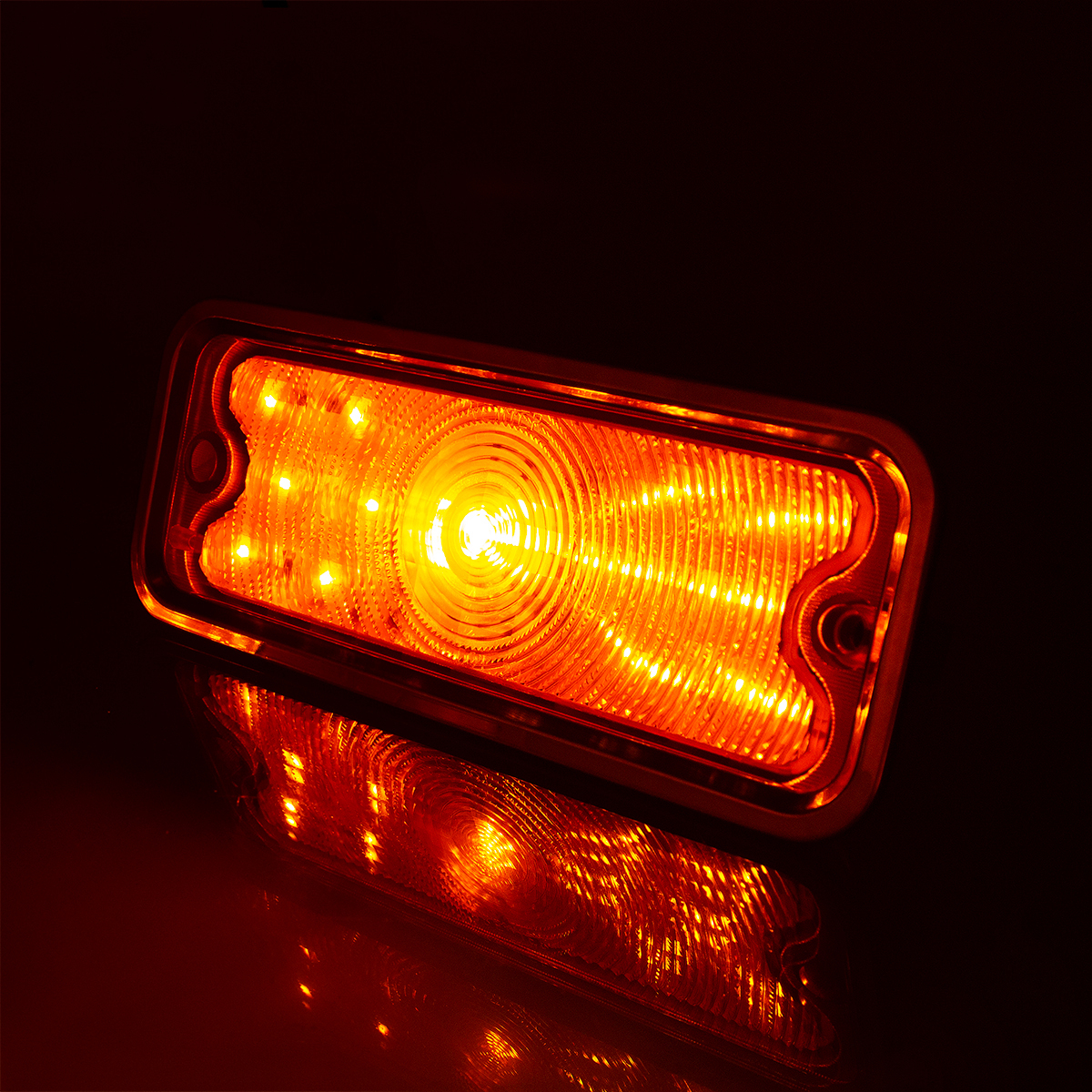 17 Amber LED Front Parking Light With SS Trim For 1973-80 Chevy & GMC Truck, L/H - Amber Lens