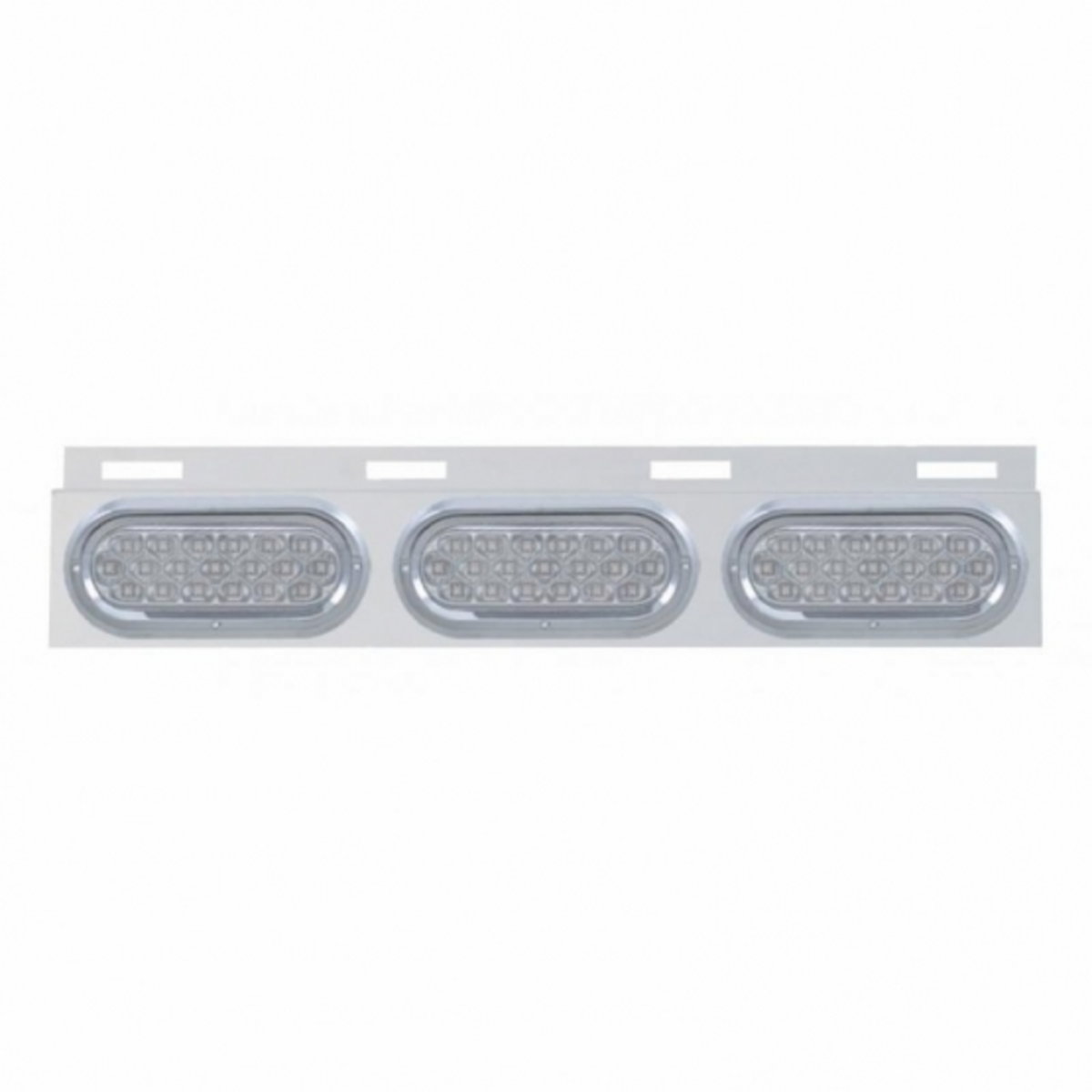 Stainless Top Mud Flap Plate With 3X 19 LED 6" Oval Lights & Visors - Red LED/Clear Lens (Each)