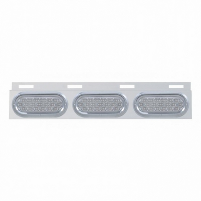 Stainless Top Mud Flap Plate With 3X 19 LED 6" Oval Lights & Visors - Red LED/Clear Lens (Each)
