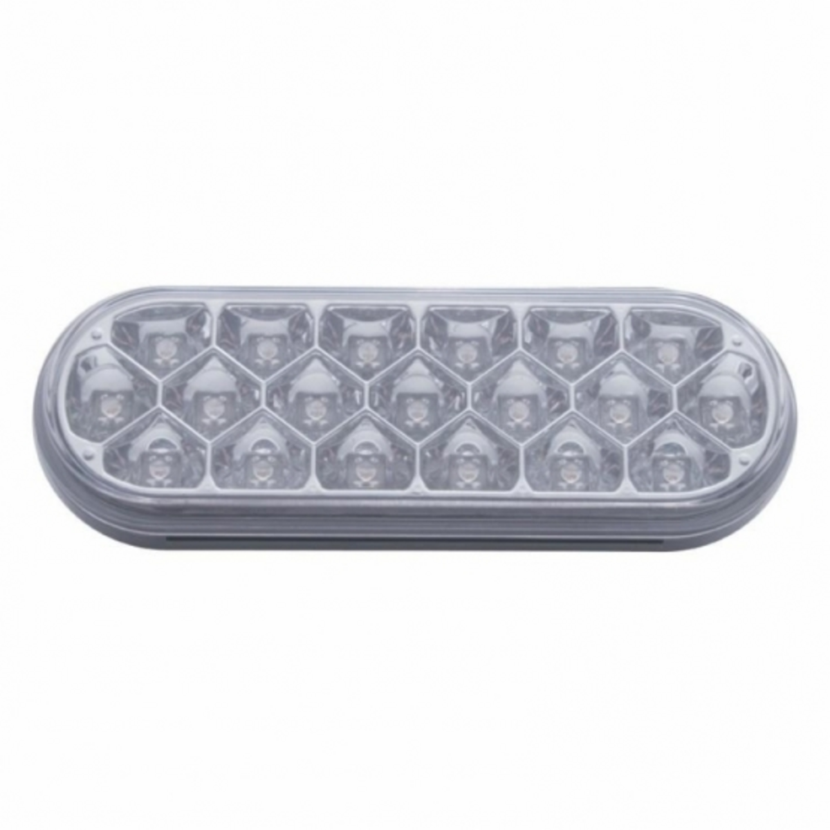 Stainless Top Mud Flap Plate With 3X 19 LED 6" Oval Lights & Visors - Red LED/Clear Lens (Each)