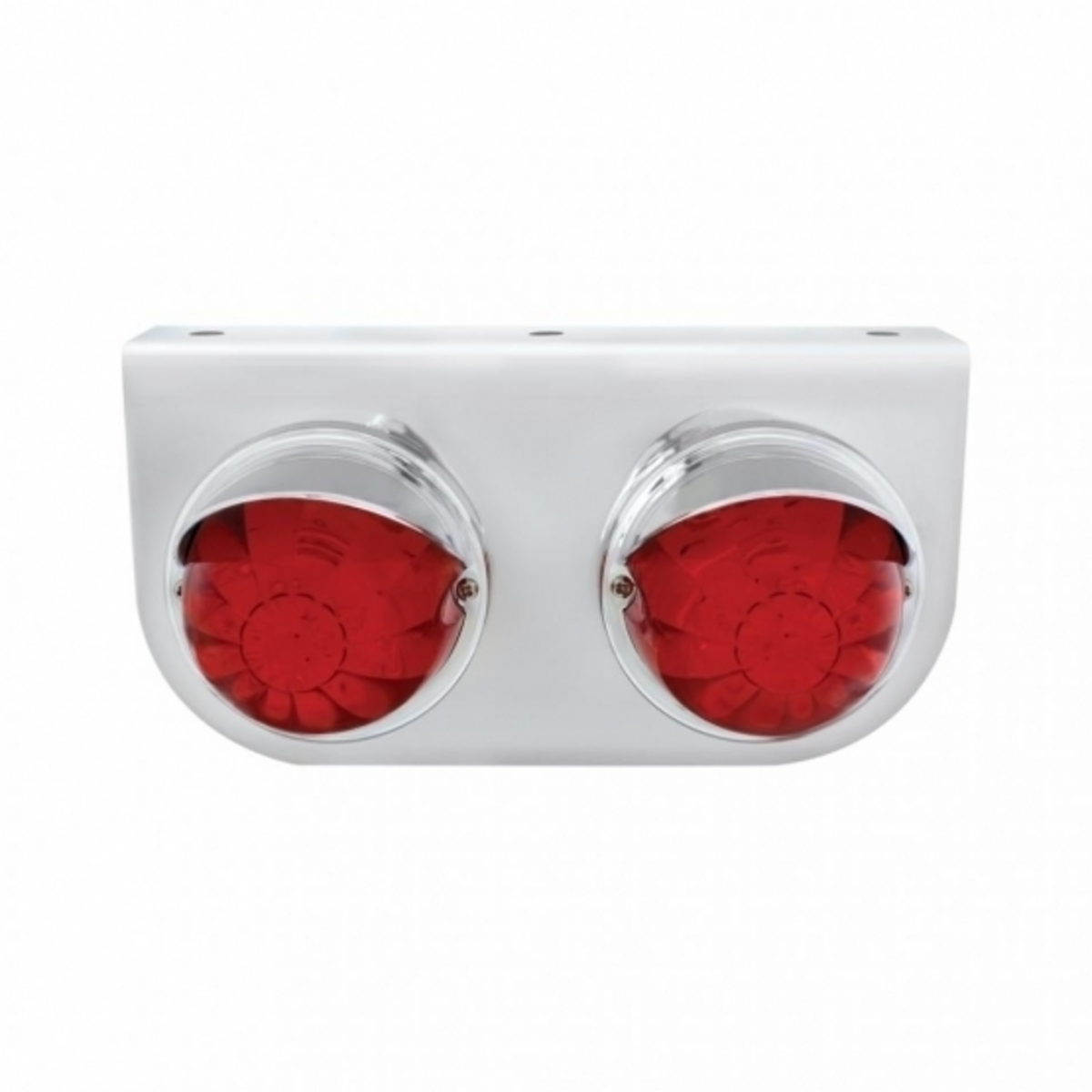 SS Light Bracket With 2X 17 LED Dual Function Watermelon Lights & Visors - Red LED/Red Lens