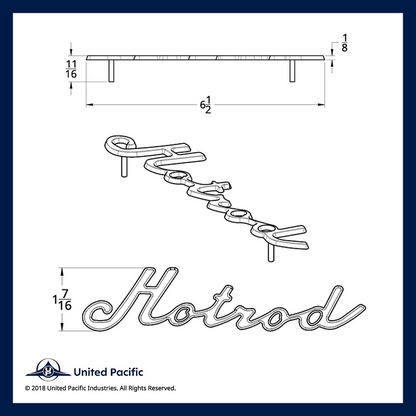 Chrome Hotrod Script Emblem With Mounting Studs