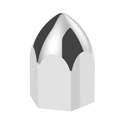 11/16" X 1-5/16" Chrome Plastic Bullet Nut Cover - Push-On (10-Pack)