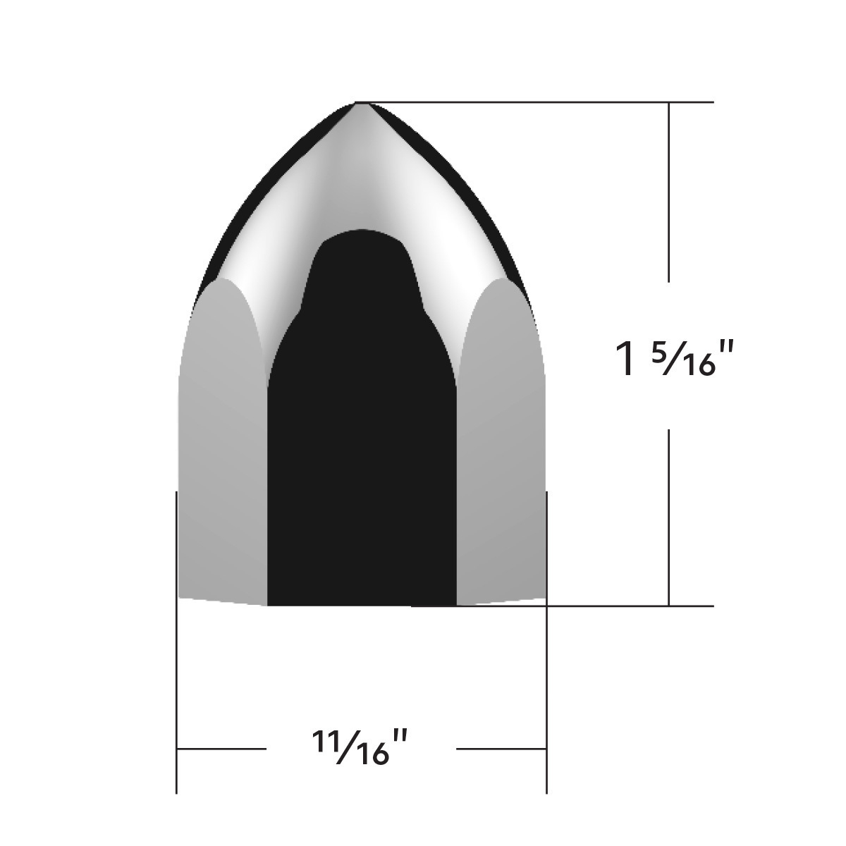 11/16" X 1-5/16" Chrome Plastic Bullet Nut Cover - Push-On (10-Pack)