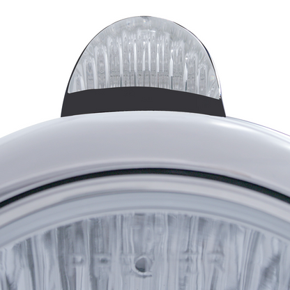 Black Guide 682-C Headlight H4 With White LED & Dual Mode LED Signal - Clear Lens