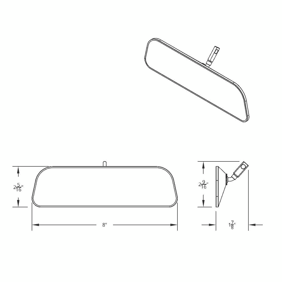 Inside Rear View Mirror For 1964-67 Chevy Passenger Car