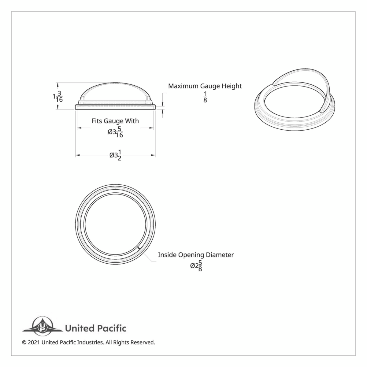 Chrome Plastic Pyrometer Gauge Cover With Visor For Freightliner -Classic Design