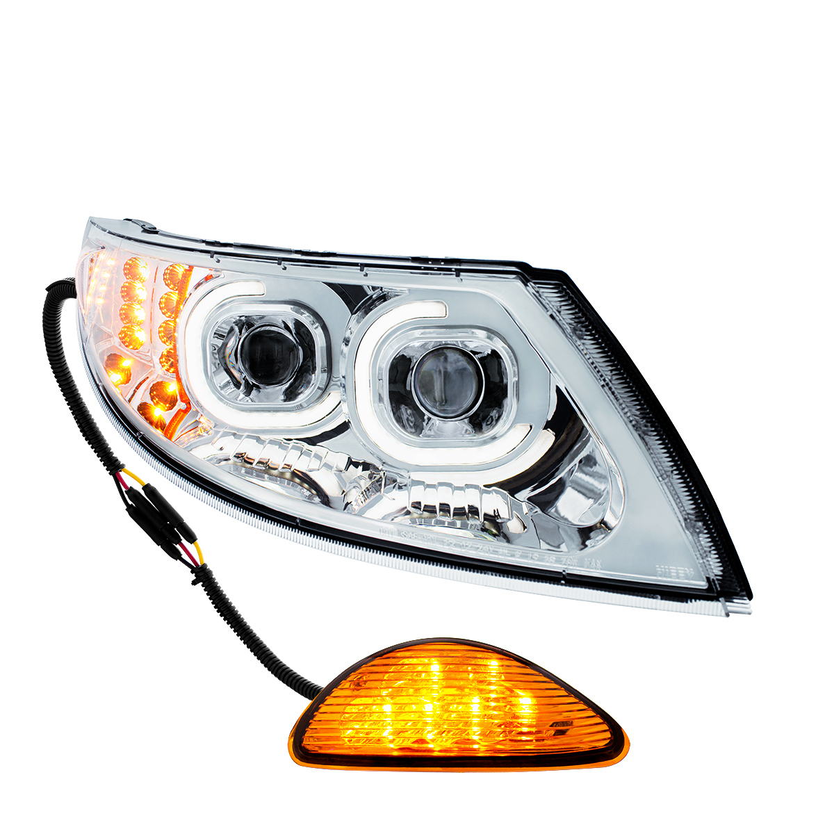 Chrome LED Projector Headlight With Rear Facing Turn Signal For International Durastar 2002-2018 - Passenger