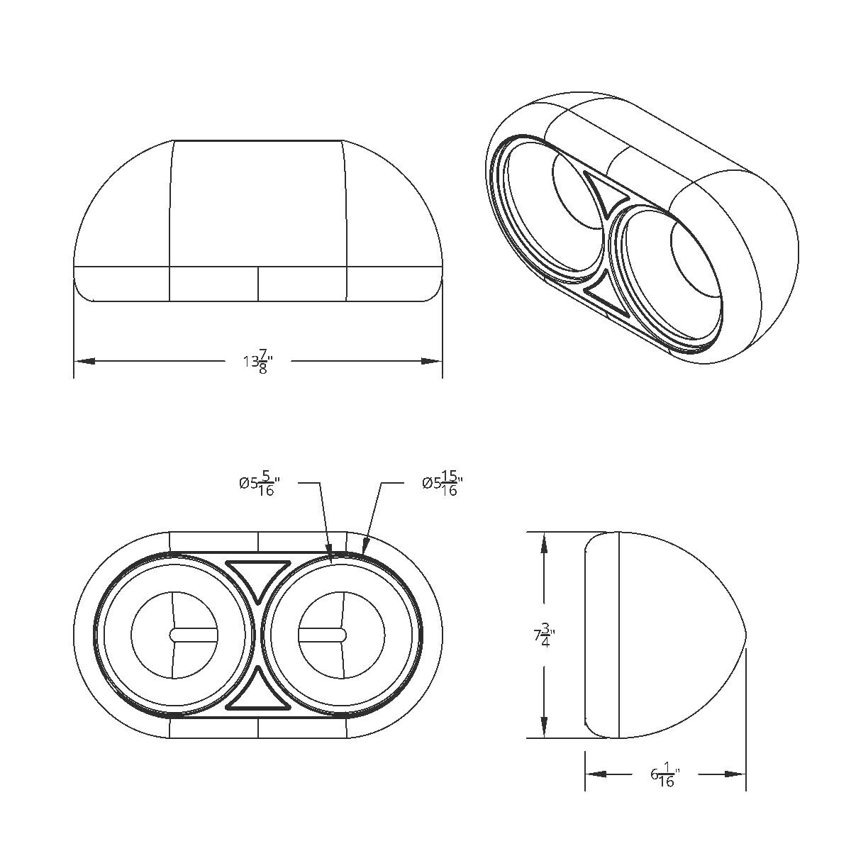 304 Stainless Dual Headlight Housing With Inner Lamp Bucket For Peterbilt 359 - Passenger