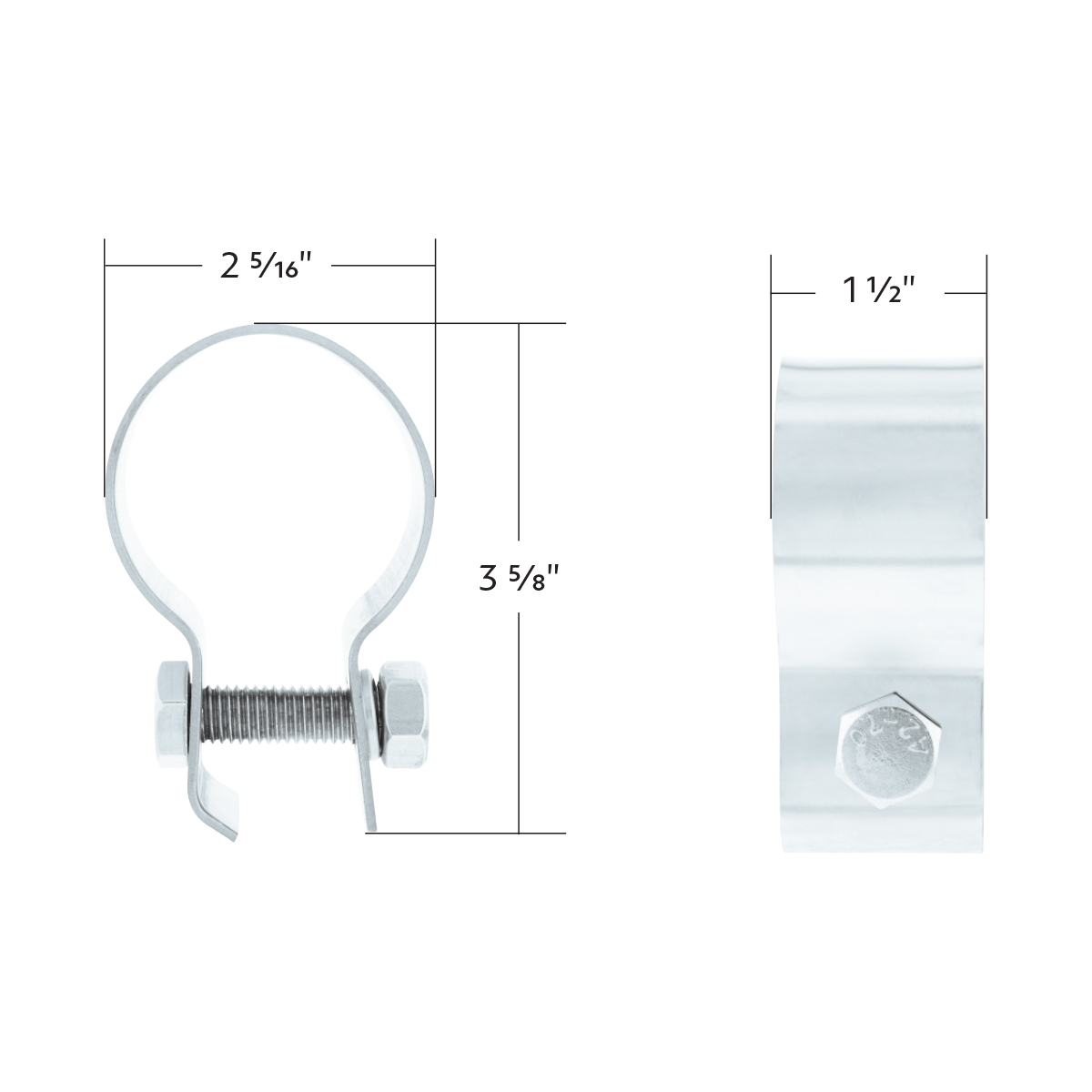 Stainless Steel Quarter Fender 2" Tube Clamp With Hardware