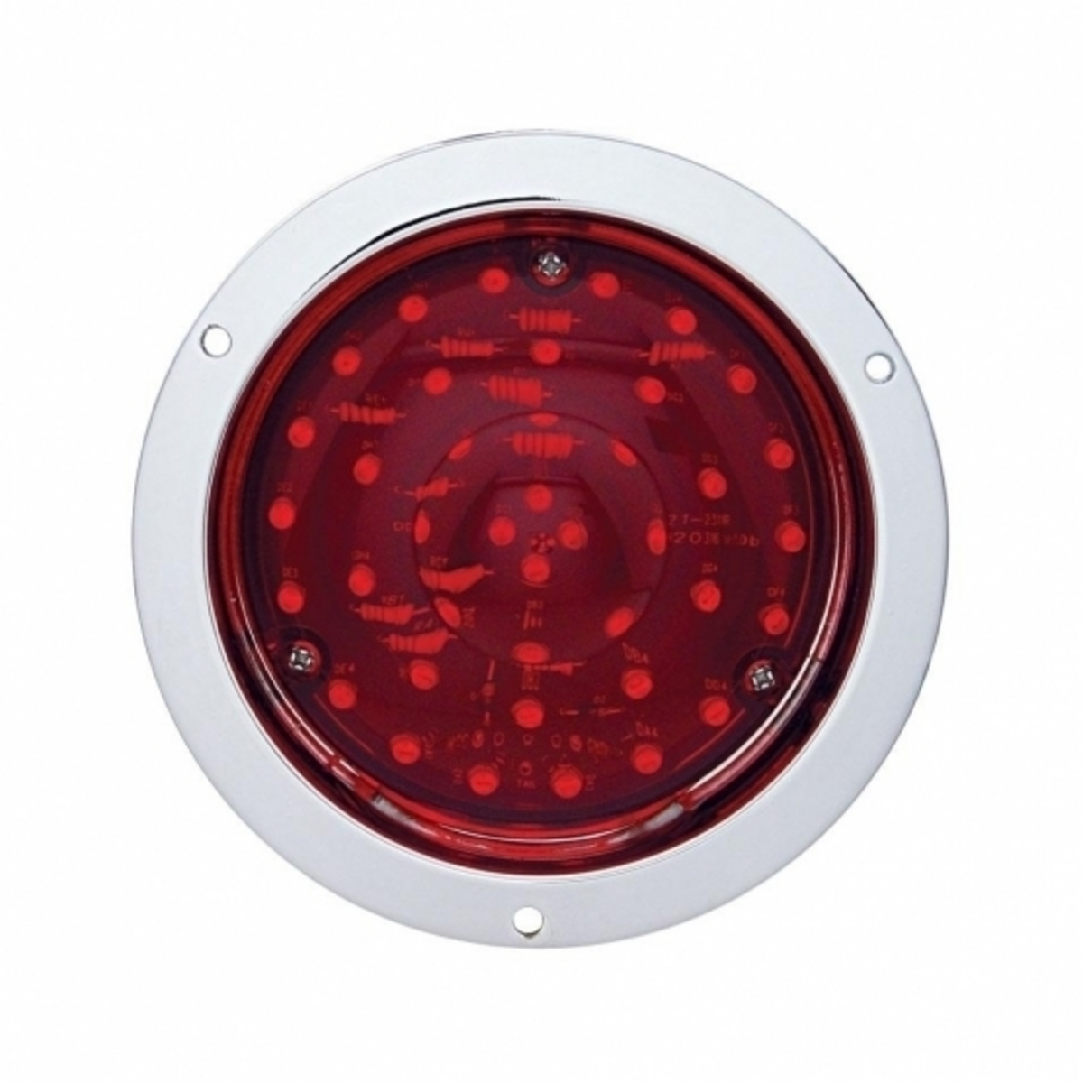 40 LED 4" Round Deep-Dish Stop, Turn & Tail Light With Flange Mount- Red LED/Red Lens
