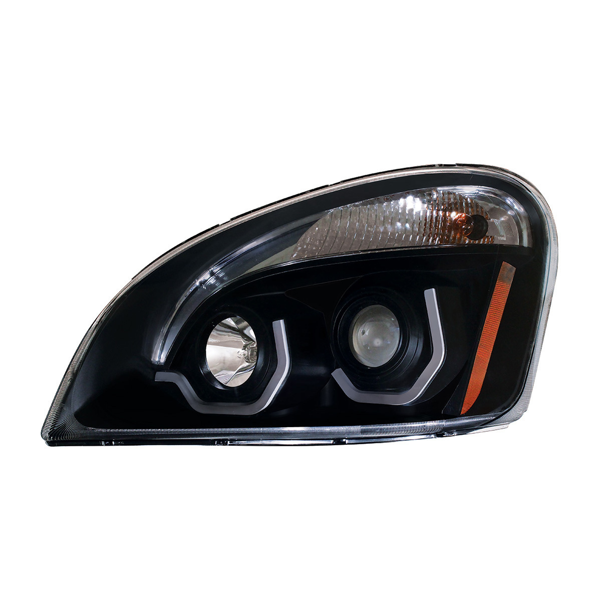Blackout Projection Headlight With White LED Position Light For 2008-2017 Freightliner Cascadia - Driver