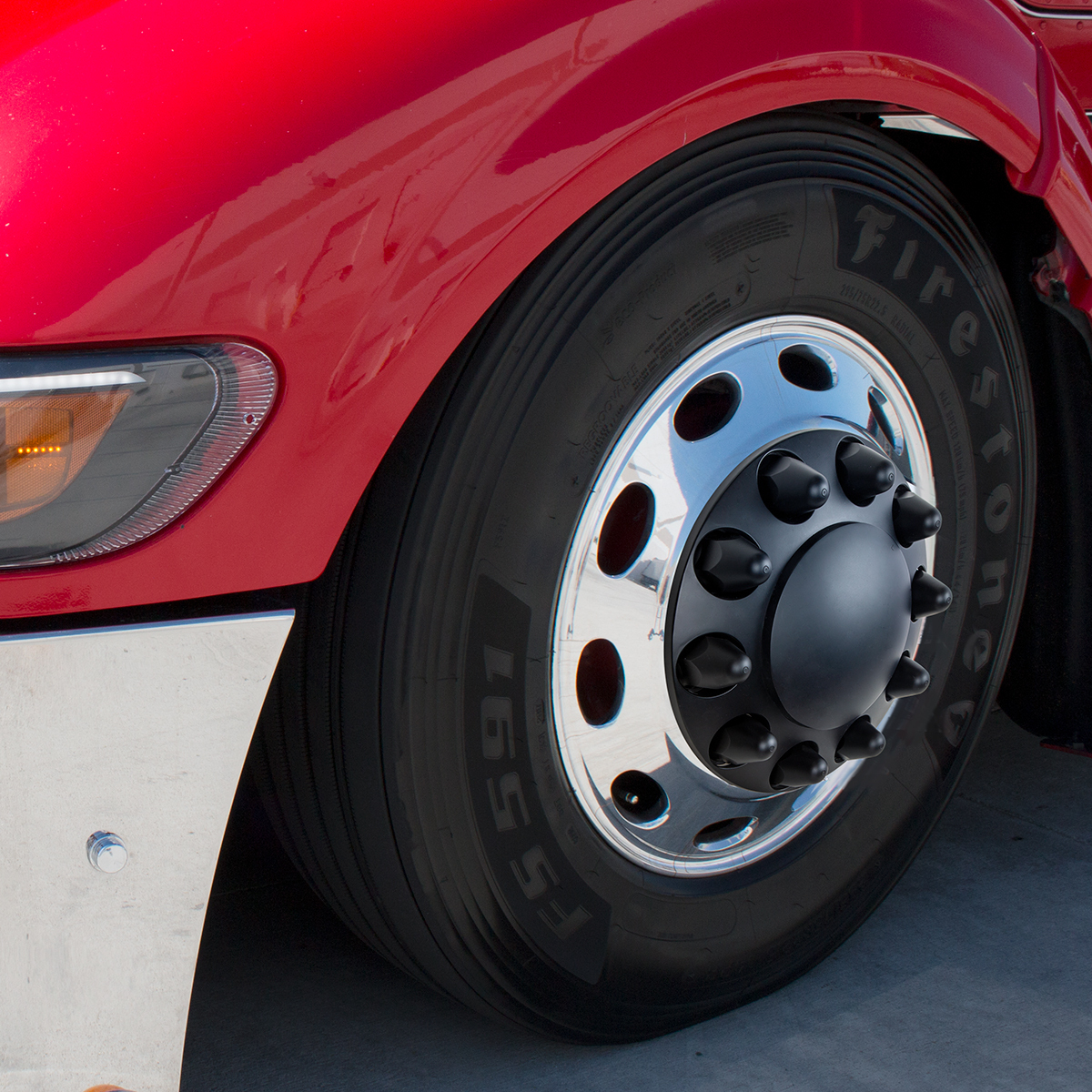 Dome Front Axle Cover With 1-1/2" Push-On Nut Covers - Matte Black (Color Box)