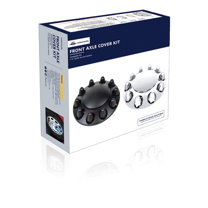 Dome Front Axle Cover With 1-1/2" Push-On Nut Covers - Matte Black (Color Box)