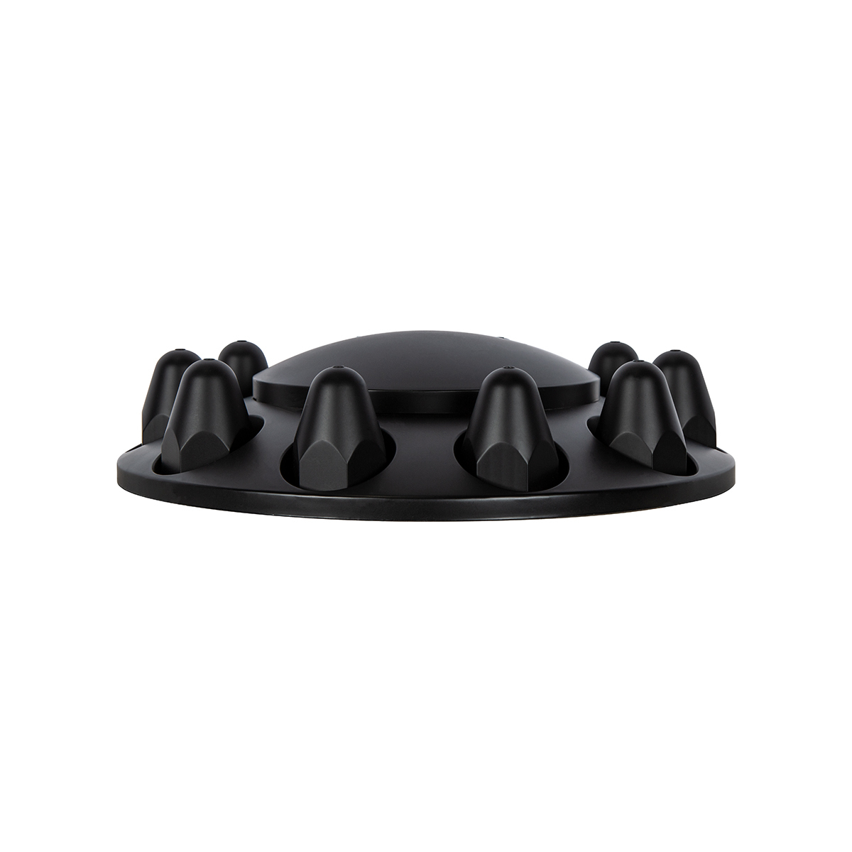 Dome Front Axle Cover With 1-1/2" Push-On Nut Covers - Matte Black (Color Box)