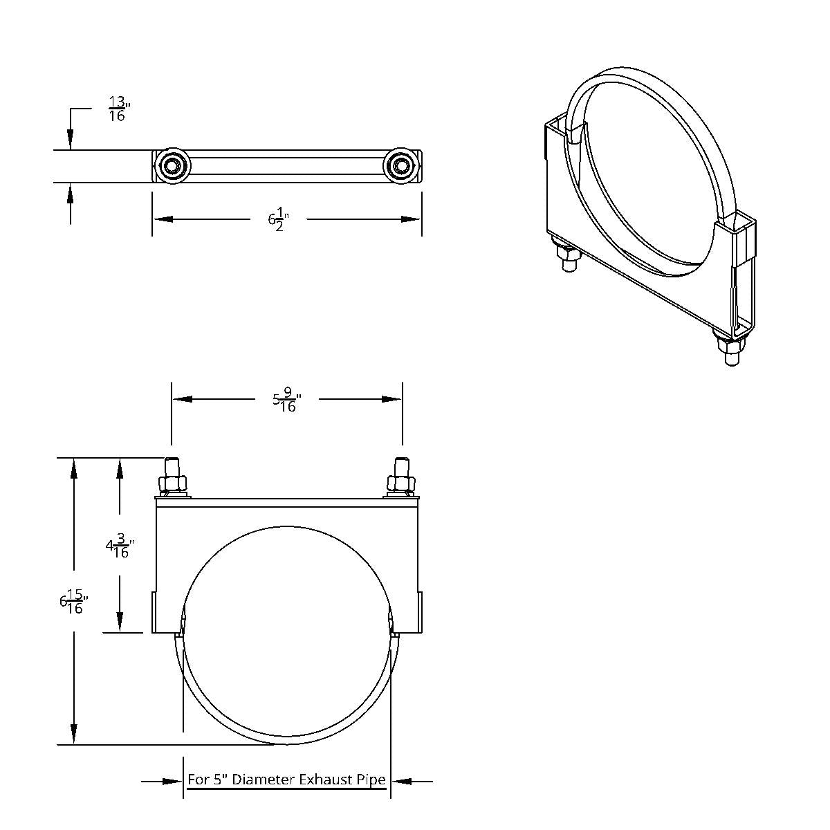 5" Stainless U-Bolt Exhaust Clamp