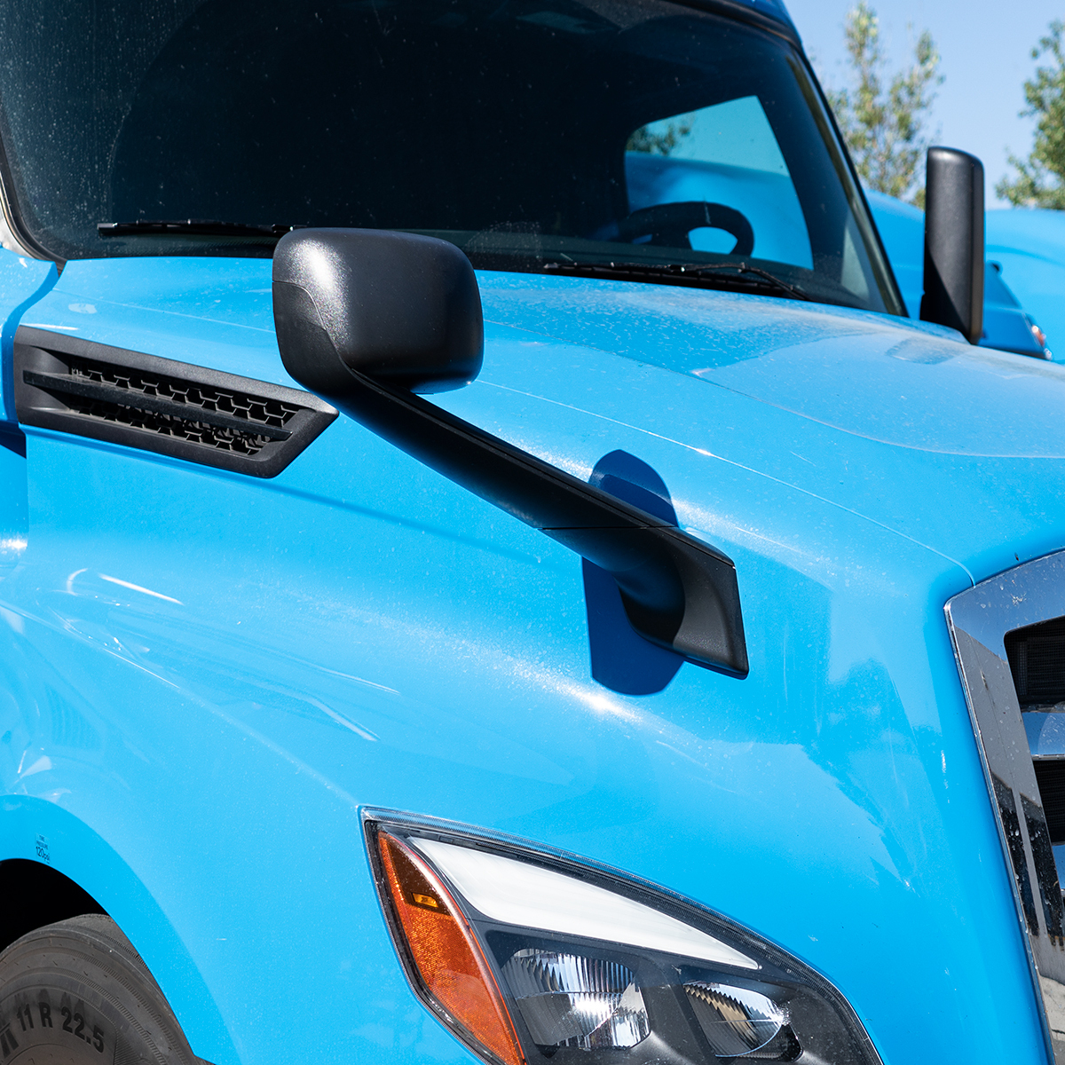 Black Hood Mirror With Heated Lens For 2018-2026 Freightliner Cascadia - Driver and Passenger (2pcs)