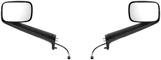 Black Hood Mirror With Heated Lens For 2018-2026 Freightliner Cascadia - Driver and Passenger (2pcs)
