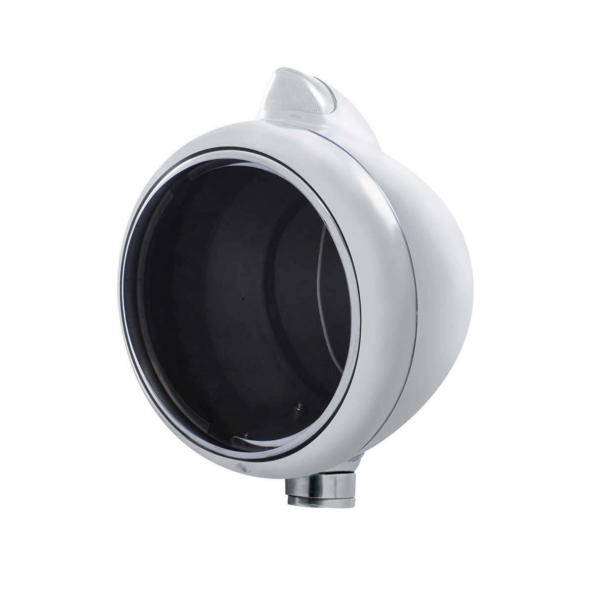 Stainless Steel Guide 682-C Headlight No Bulb & Original Style LED Signal-Clear Lens