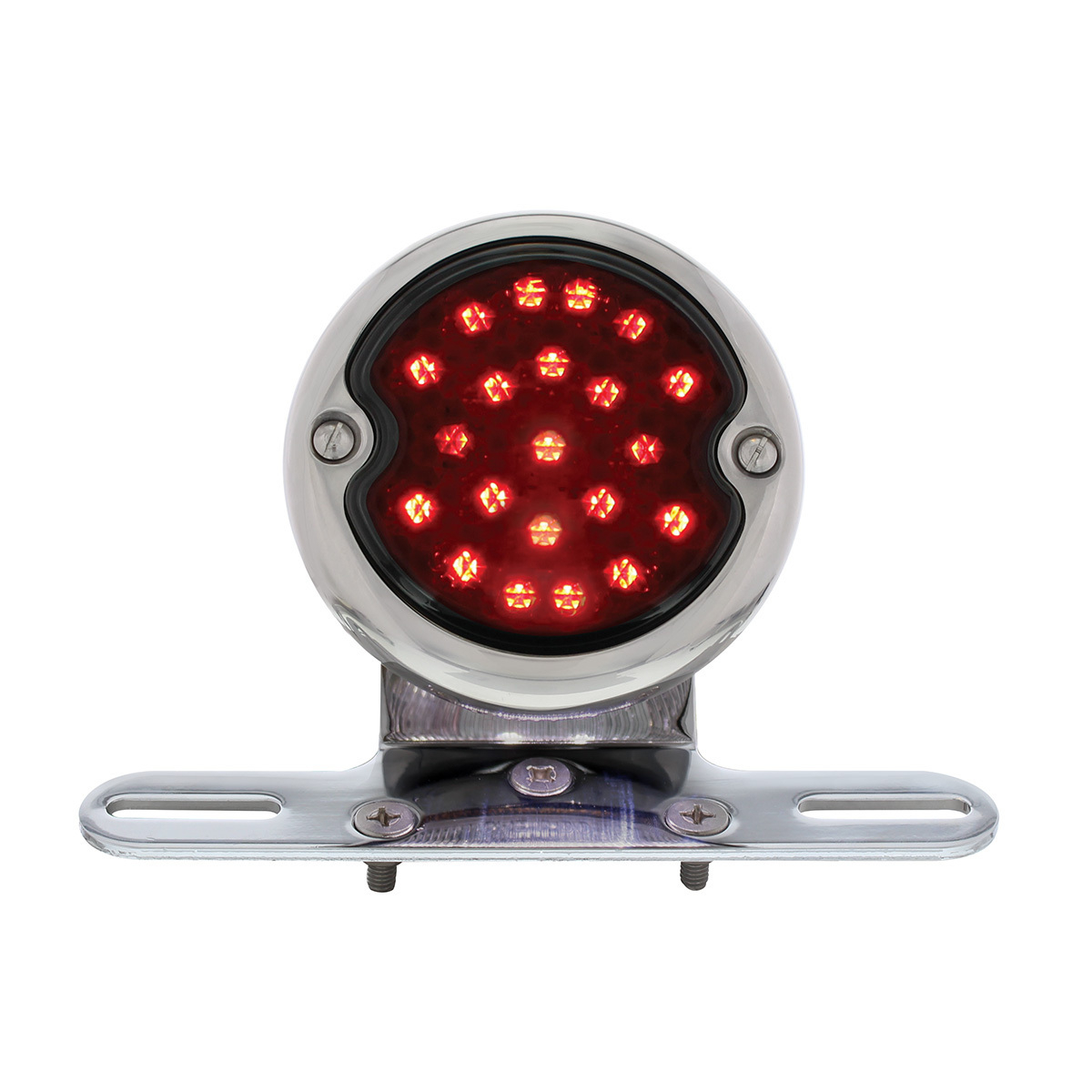 Chrome Motorcycle Rear Fender LP Bracket With 1933-36 Ford Style LED Tail Light