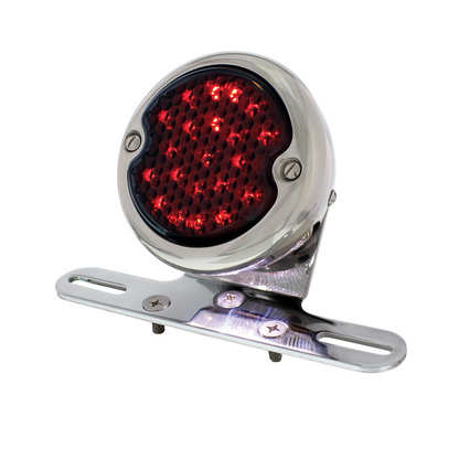 Chrome Motorcycle Rear Fender LP Bracket With 1933-36 Ford Style LED Tail Light