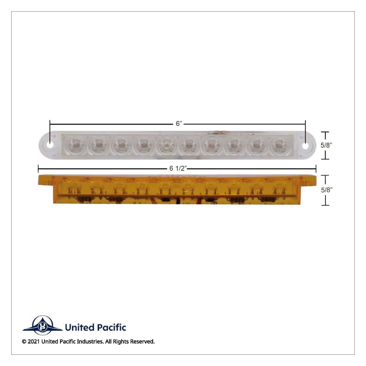 10 LED 6-1/2" Turn Signal Light Bar - Amber LED/Clear Lens (Bulk)