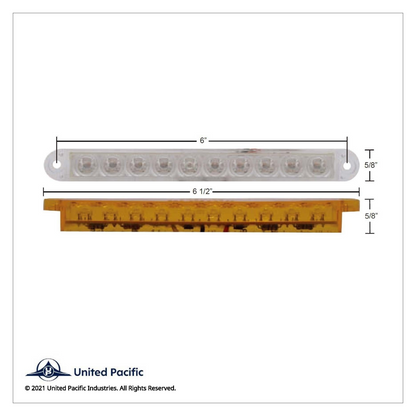 10 LED 6-1/2" Turn Signal Light Bar - Amber LED/Clear Lens (Bulk)