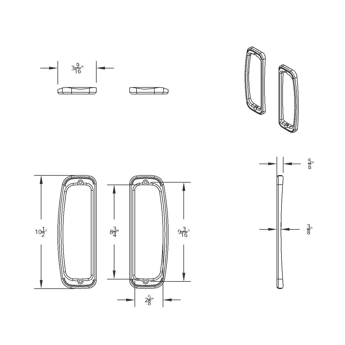 Black Anodized Billet Aluminum Tail Light Bezels For 1966-77 Ford Bronco (Pair)
