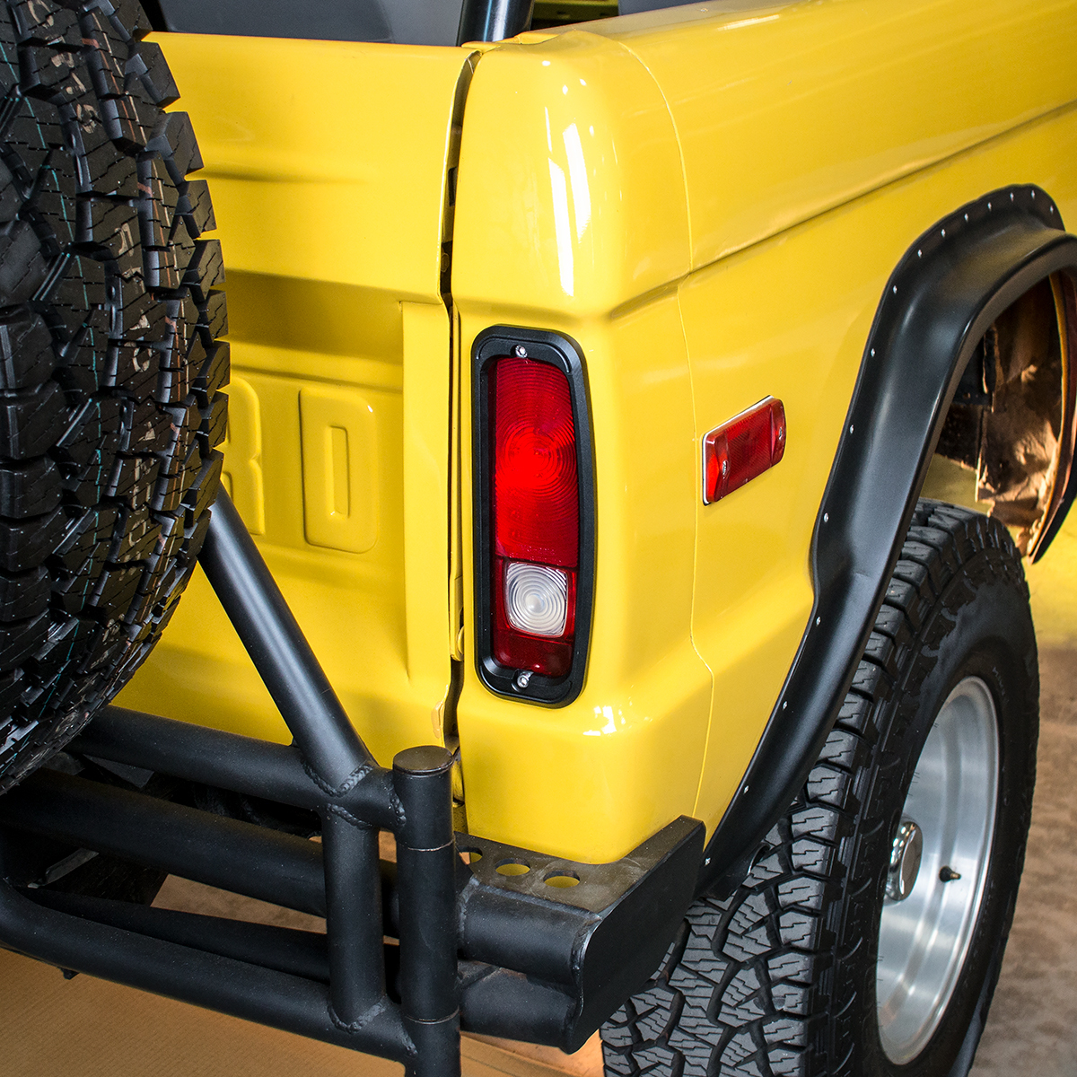 Black Anodized Billet Aluminum Tail Light Bezels For 1966-77 Ford Bronco (Pair)