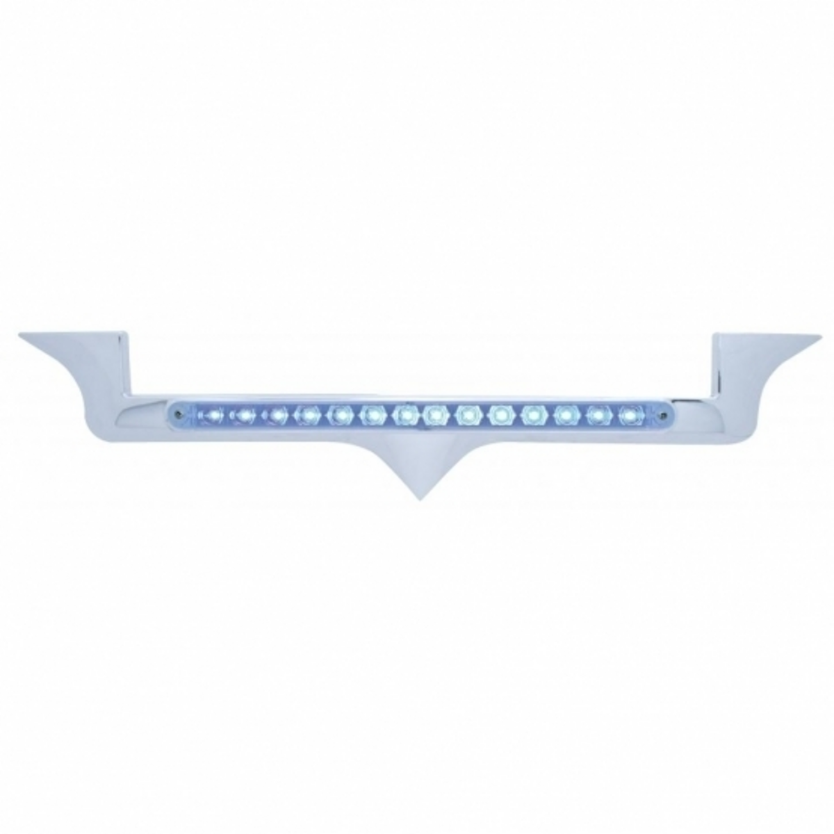 Chrome Hood Emblem Trim With 14 LED Light Bar For Kenworth - Blue LED/Clear Lens
