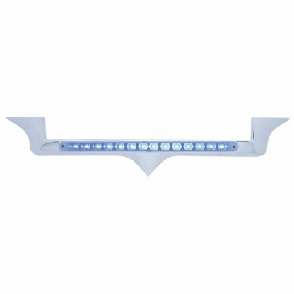 Chrome Hood Emblem Trim With 14 LED Light Bar For Kenworth - Blue LED/Clear Lens