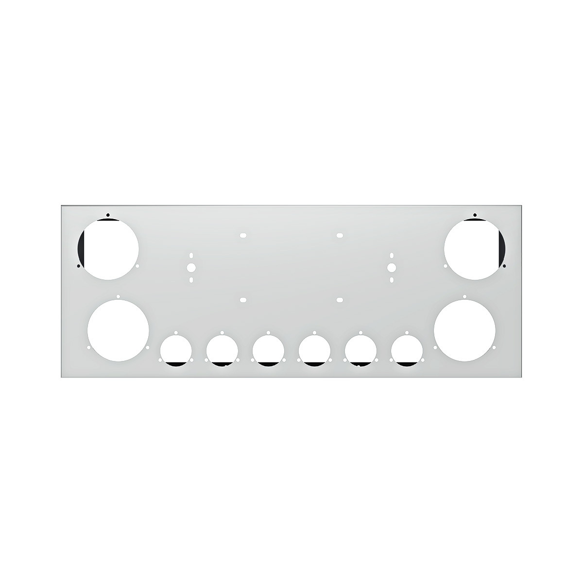 33-3/4" SS Rear Center Light Panel With Four 4" & Six 2" Light Cutouts