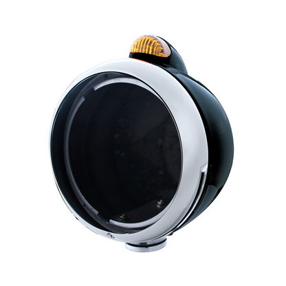 Black Guide 682-C Headlight No Bulb With Dual Mode LED Signal - Amber Lens