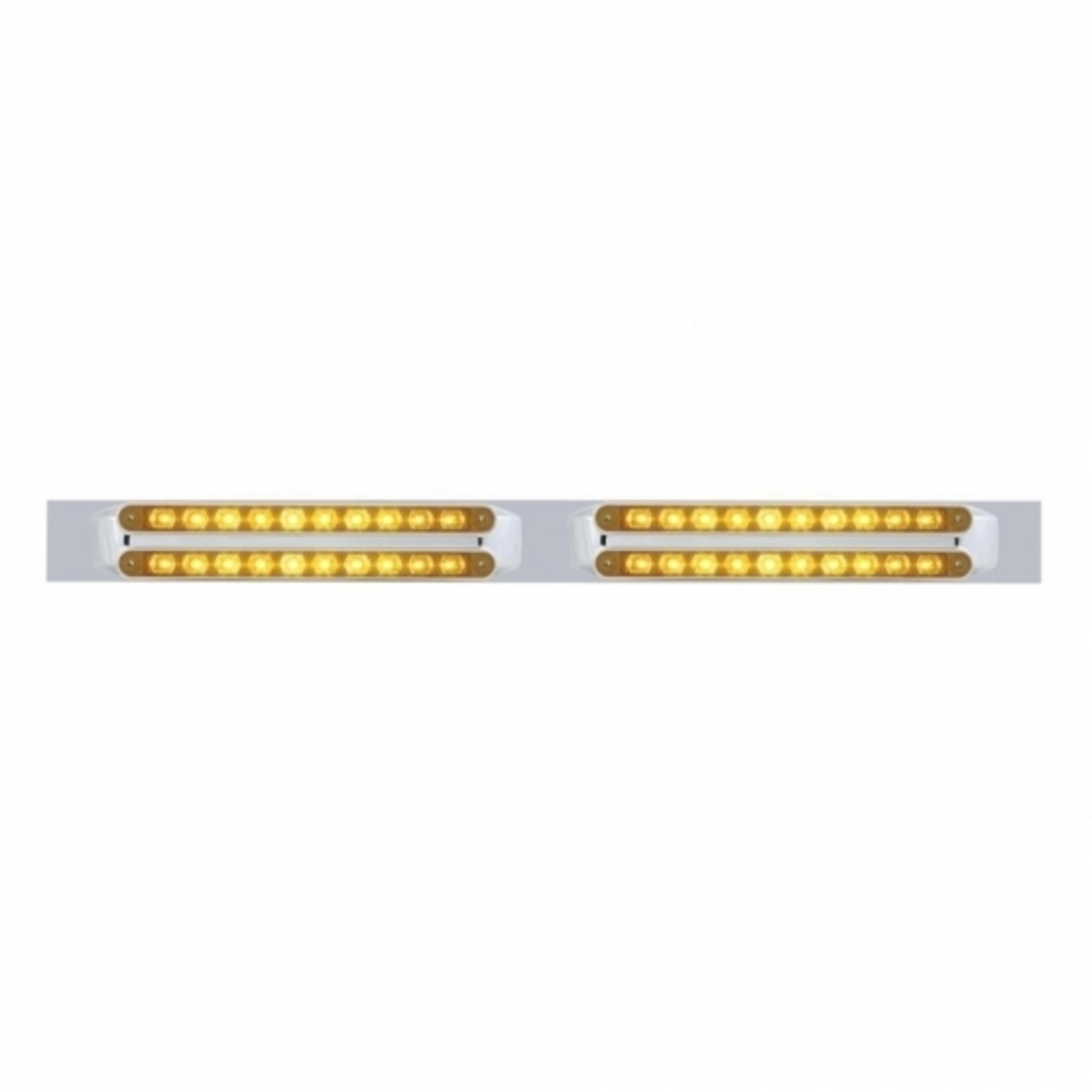 Chrome Top Mud Flap Plate With Four 10 LED 9" Light Bars - Amber LED/Amber Lens (Each)