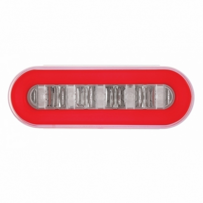 Stainless Top Mud Flap Bracket With 3X 22 LED 6" Oval GloLight & Grommet - Red LED/Clear Lens (Each)