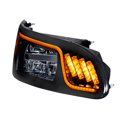 Black LED Headlight With LED Turn, Position, & DRL For Peterbilt 386 (2005-2015) & 387 (1999-2010)- Passenger