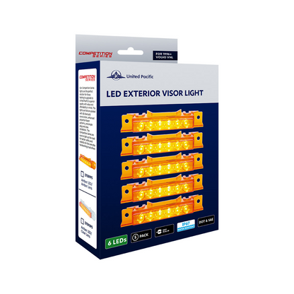 6 LED Competition Series Exterior Visor Light For 1996-2024 Volvo VNL-Amber LED/Clear Lens(5 Pcs)