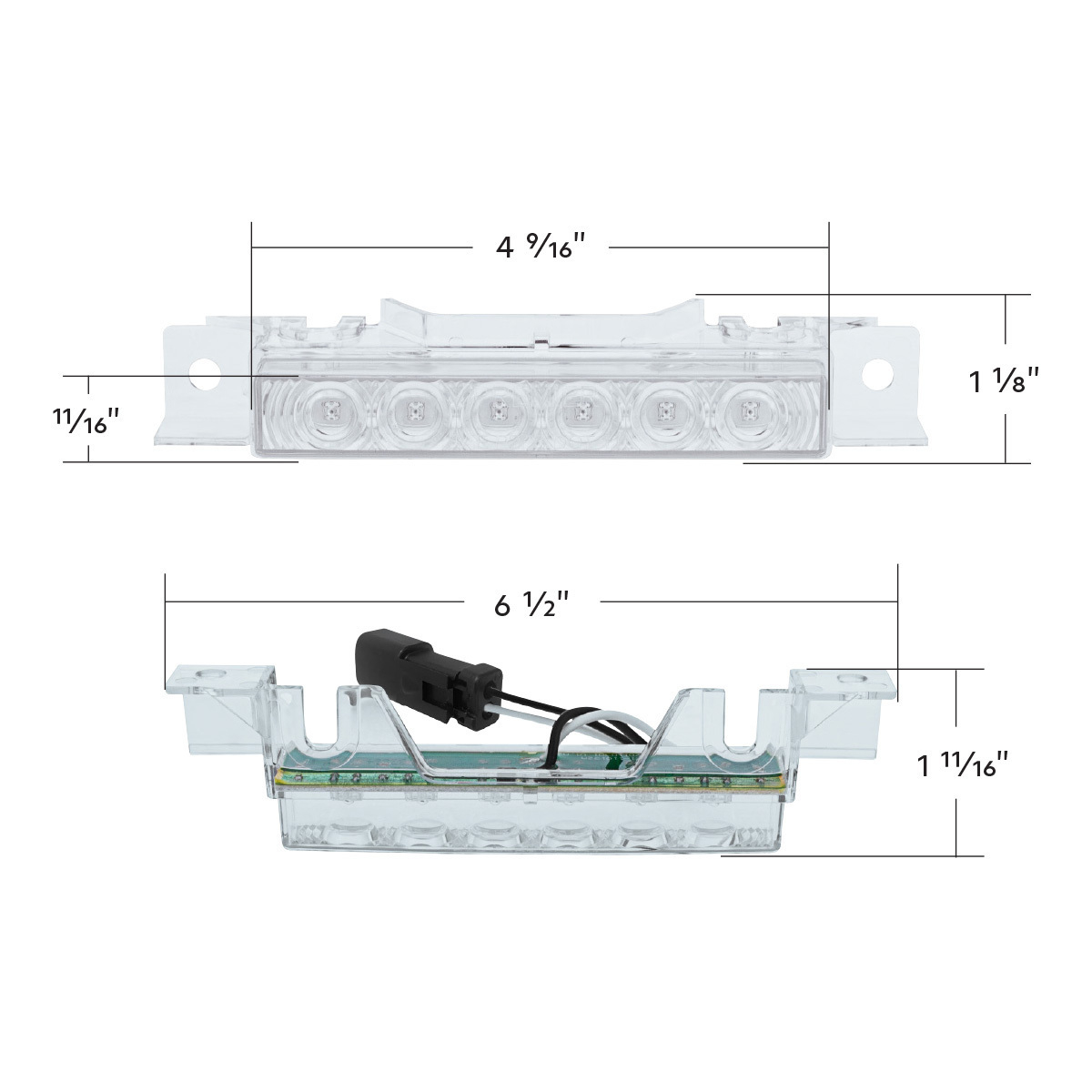 6 LED Competition Series Exterior Visor Light For 1996-2024 Volvo VNL-Amber LED/Clear Lens(5 Pcs)