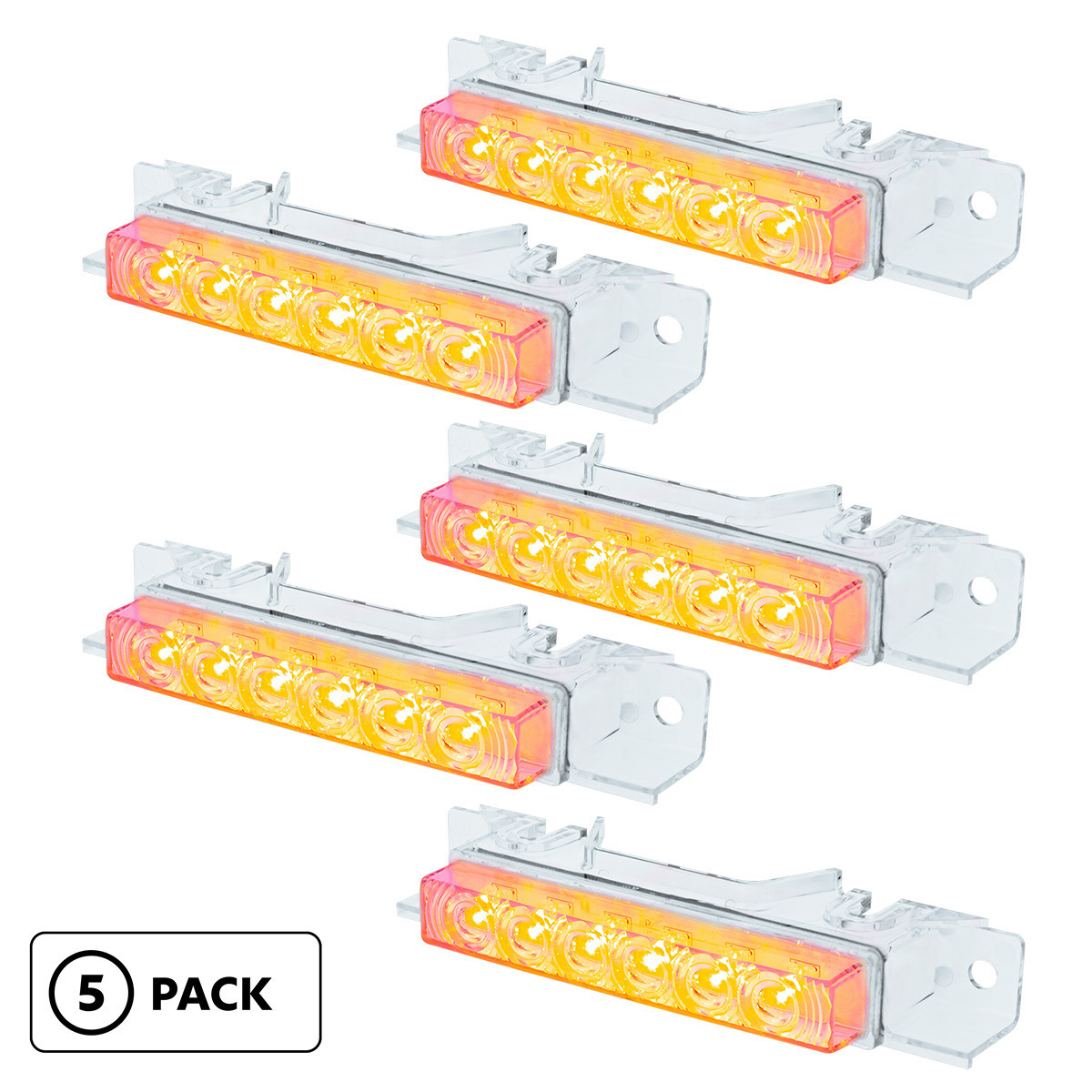 6 LED Competition Series Exterior Visor Light For 1996-2024 Volvo VNL-Amber LED/Clear Lens(5 Pcs)